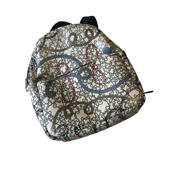 TOUS Kaos Icon Mochila Cream Gold multicolored Leather Backpack Chain Link - Picture 1 of 10